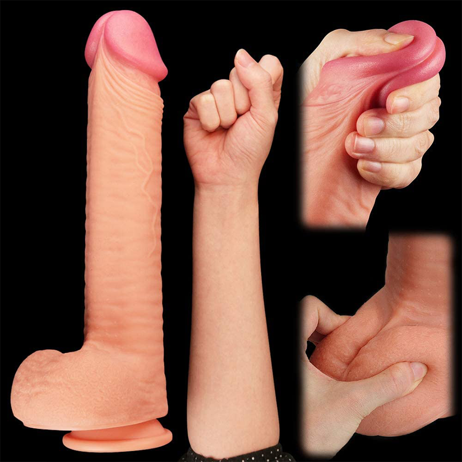 12" DUAL LAYERED  PLATINUM SILICONE COCK