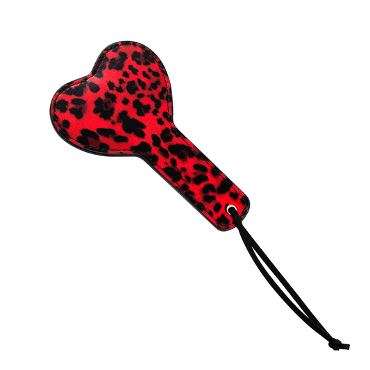 PALETA DE NALGADAS CORAZÓN LEOPARDO ROJO