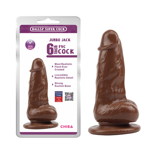 JUMBO JACK 6'' DILDO BROWN 